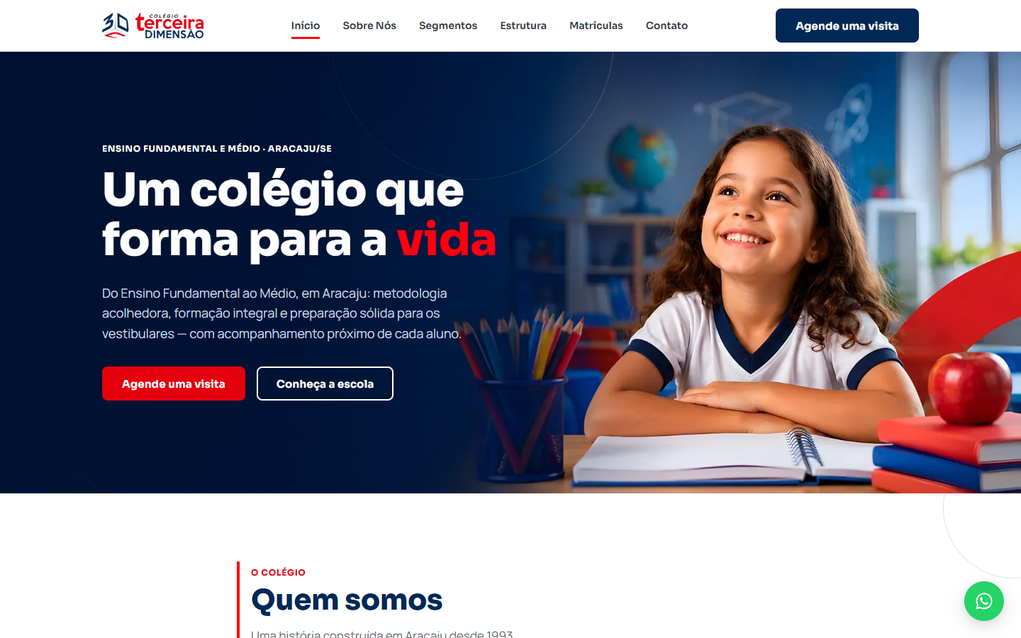 Colégio Terceira Dimensão homepage on desktop